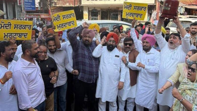 AAP Protests in Ludhiana Against Spike in Gas Cylinder Prices