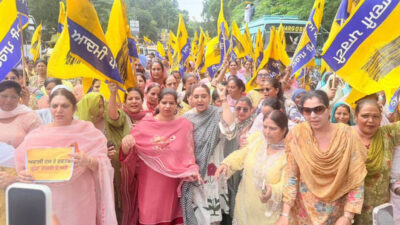 AAP Women Wing protests in Samrala